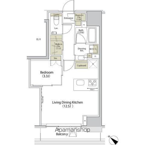 ザ・パークハビオ江古田(1LDK/3階)の間取り写真
