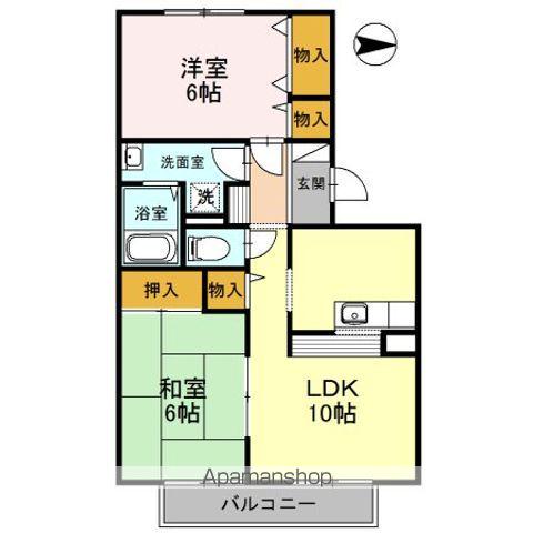 フレンドコーポ A棟(2LDK/2階)の間取り写真