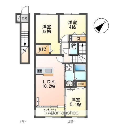 大石 拓司様 アパート工事(3LDK/2階)の間取り写真