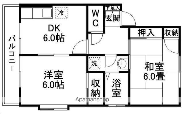アーバンハイツ吉岡南Ⅱ(2DK/1階)の間取り写真