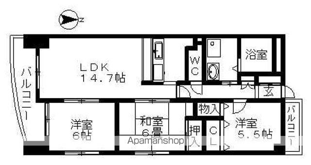 ハイフラッツ213(3LDK/2階)の間取り写真