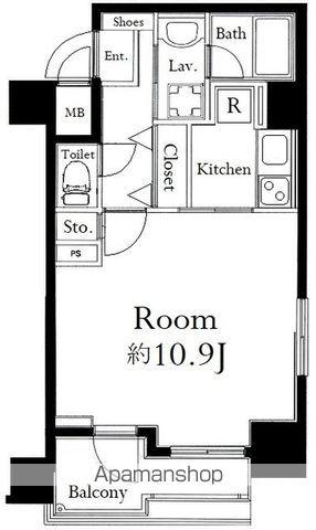 グランドガーラ麻布十番(1K/10階)の間取り写真