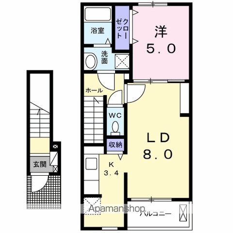 ポルト・ボヌールM Ⅲ(1LDK/2階)の間取り写真