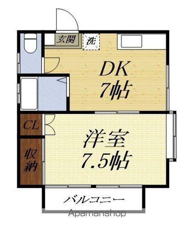 ハイツW(1DK/2階)の間取り写真
