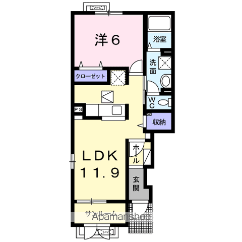 セレノⅠ(1LDK/1階)の間取り写真