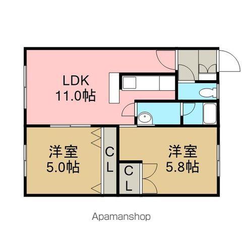 GRANDAGE(2LDK/2階)の間取り写真
