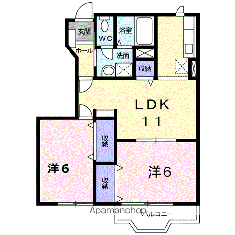 プラティークⅡ(2LDK/1階)の間取り写真