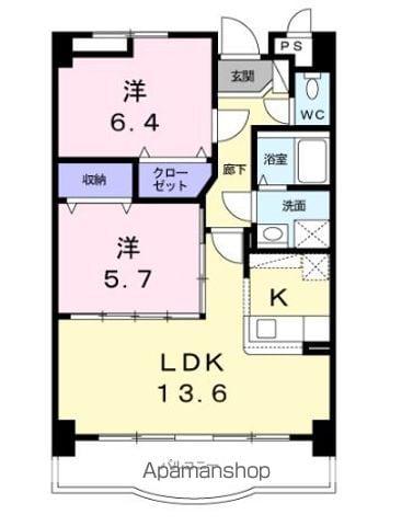 フェニックス(2LDK/6階)の間取り写真