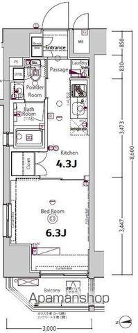 ジーベック上野(1K/2階)の間取り写真