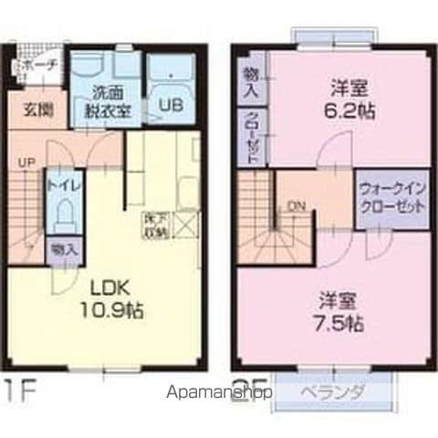 明日香Ｂ(2LDK)の間取り写真