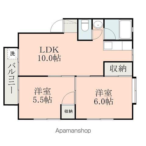 シャイン東原B棟(2LDK/2階)の間取り写真
