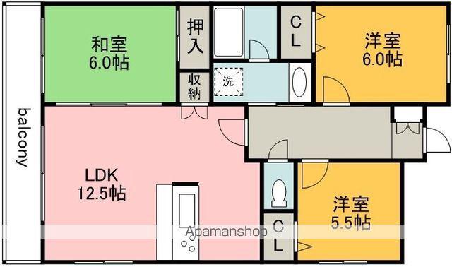 サンヴェール調布(3LDK/1階)の間取り写真