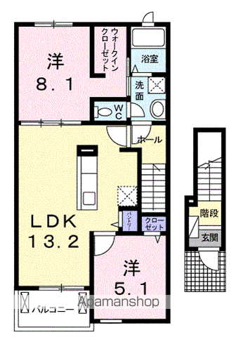 グラント(2LDK/2階)の間取り写真