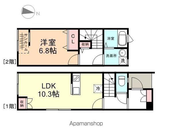 D-BOX田島 A棟(1LDK/1階)の間取り写真