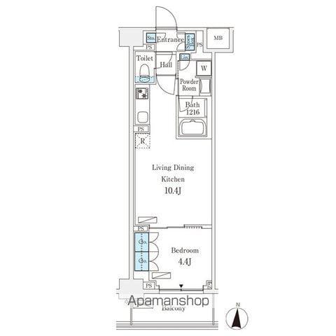 フロンティアレジデンス錦糸公園(1LDK/4階)の間取り写真
