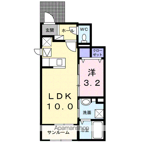 ルーベル 立花 Ⅱ(1LDK/1階)の間取り写真