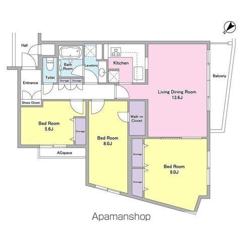 アビタシオン(3LDK/4階)の間取り写真