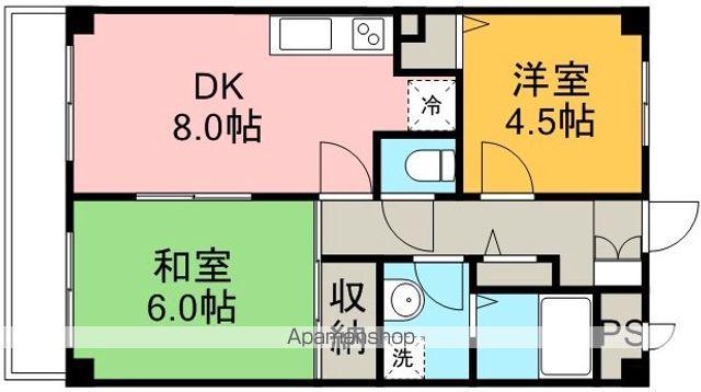 パールビルくぼた(2DK/1階)の間取り写真