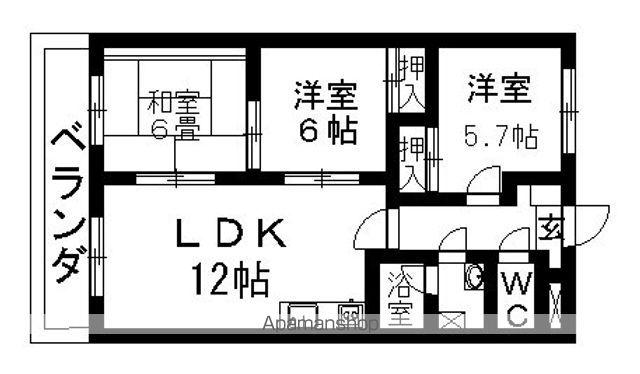 プレミール三郷(3LDK/6階)の間取り写真