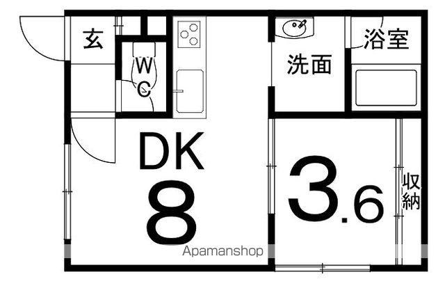 文教荘2(1DK/2階)の間取り写真