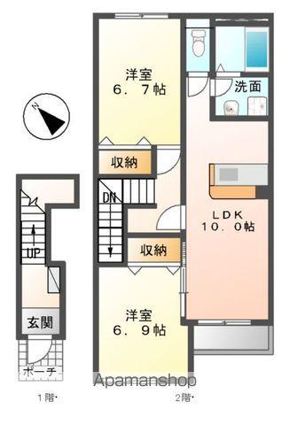 GREEN CALMⅣ(2LDK/2階)の間取り写真