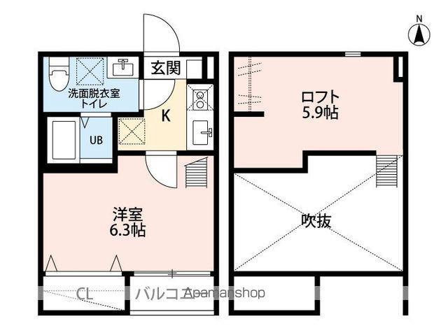 ASSO台原(1K/2階)の間取り写真