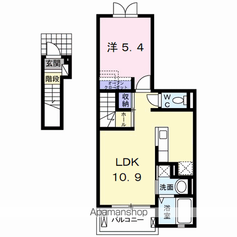 小文字ヒル1(1LDK/2階)の間取り写真
