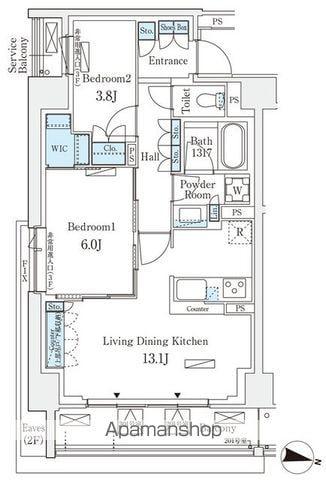 ロイヤルパークス赤羽サウス(2LDK/2階)の間取り写真