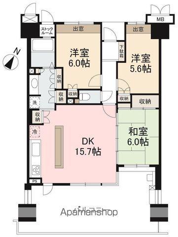サーパス高松駅前フレシアサンポート(3LDK/2階)の間取り写真