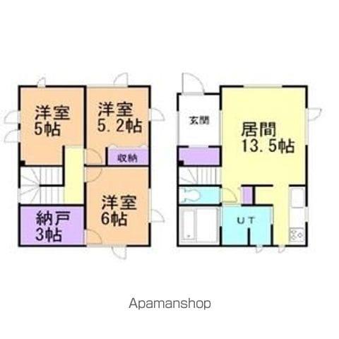 札沼線 あいの里教育大駅 徒歩5分 2階建 築6年(3SLDK)の間取り写真