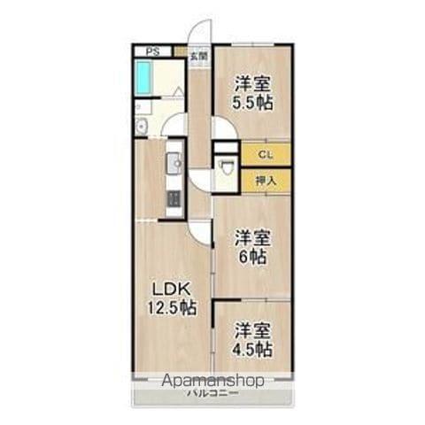 サンコートやしろが丘(3LDK/13階)の間取り写真