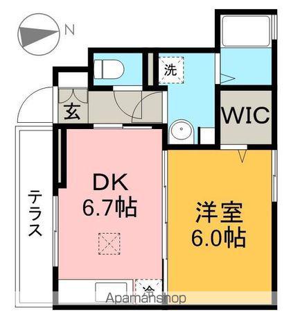 グランドキャニオン(1DK/1階)の間取り写真