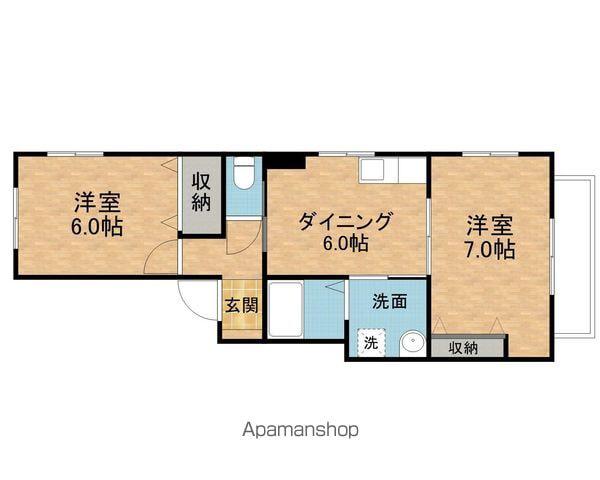 ロイヤルパレス(2DK/1階)の間取り写真