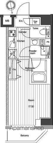 プレミアムキューブG北新宿(1K/8階)の間取り写真
