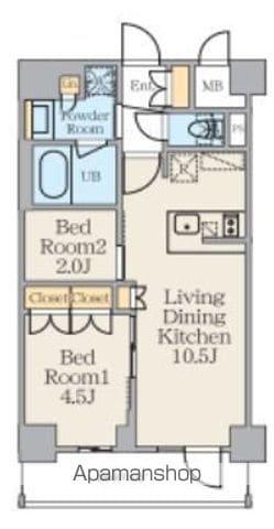 CREST CORT錦糸町(2LDK/5階)の間取り写真