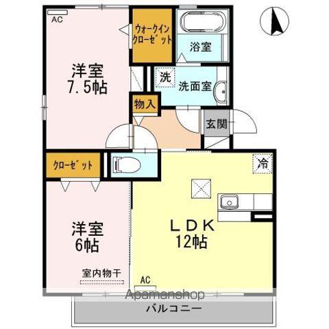 パークサイド東出 Ⅰ(2LDK/1階)の間取り写真