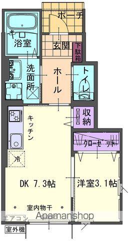 REALISER上野町ⅢA(1LDK/1階)の間取り写真
