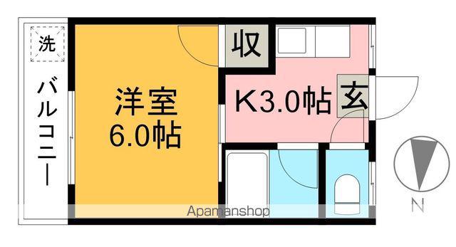 コーポマルミ(1K/1階)の間取り写真