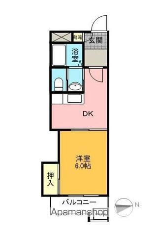 サンシャインビル(1DK/3階)の間取り写真