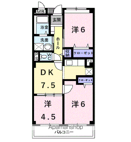 エスポアールパート3(3DK/2階)の間取り写真