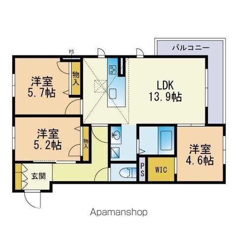 クラス姪浜(3LDK/1階)の間取り写真