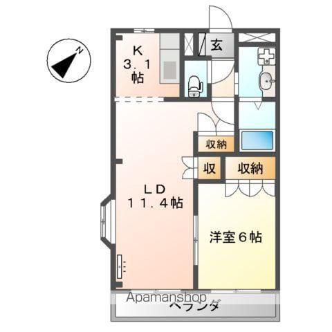クオリティハイムⅢ番館(1LDK/2階)の間取り写真