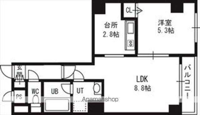 エステラ南3条館A棟(1LDK/4階)の間取り写真