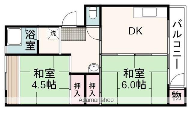 松富団地12号棟(2DK/4階)の間取り写真