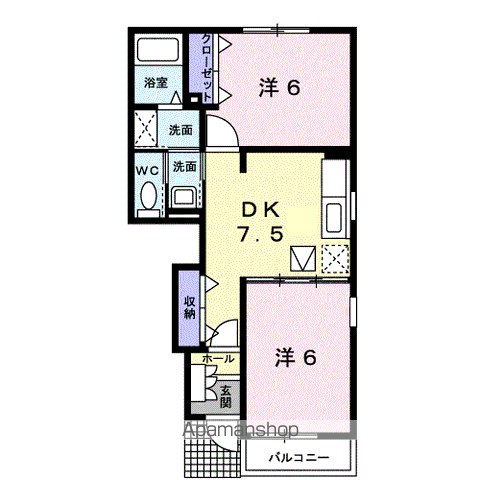 ラフレシールA(2DK/1階)の間取り写真