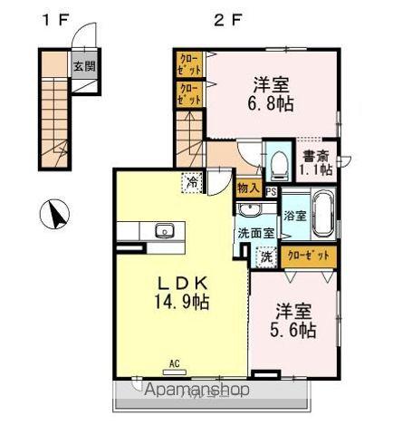 リヴェール花畑Ⅱ(2LDK/2階)の間取り写真
