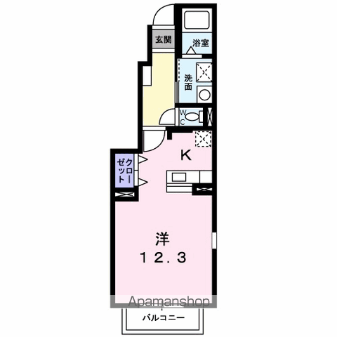 カルム・メゾン(ワンルーム/1階)の間取り写真