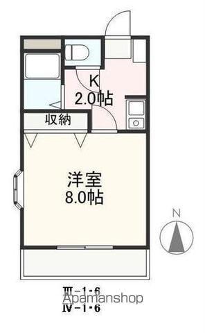 クレイドルⅢ・Ⅳ(1K/2階)の間取り写真