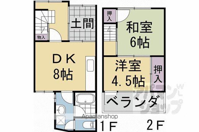 東海道本線 西大路駅 徒歩12分 2階建 築57年(2DK)の間取り写真