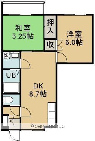 ロイヤルライフ富岡(2DK/4階)の間取り写真
